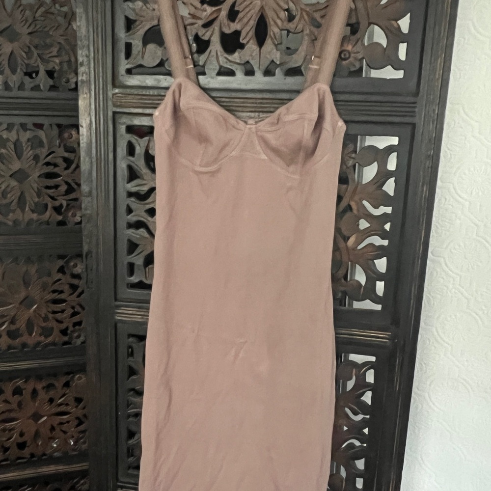 NWT Skims cotton rib Slip Dress in umber
